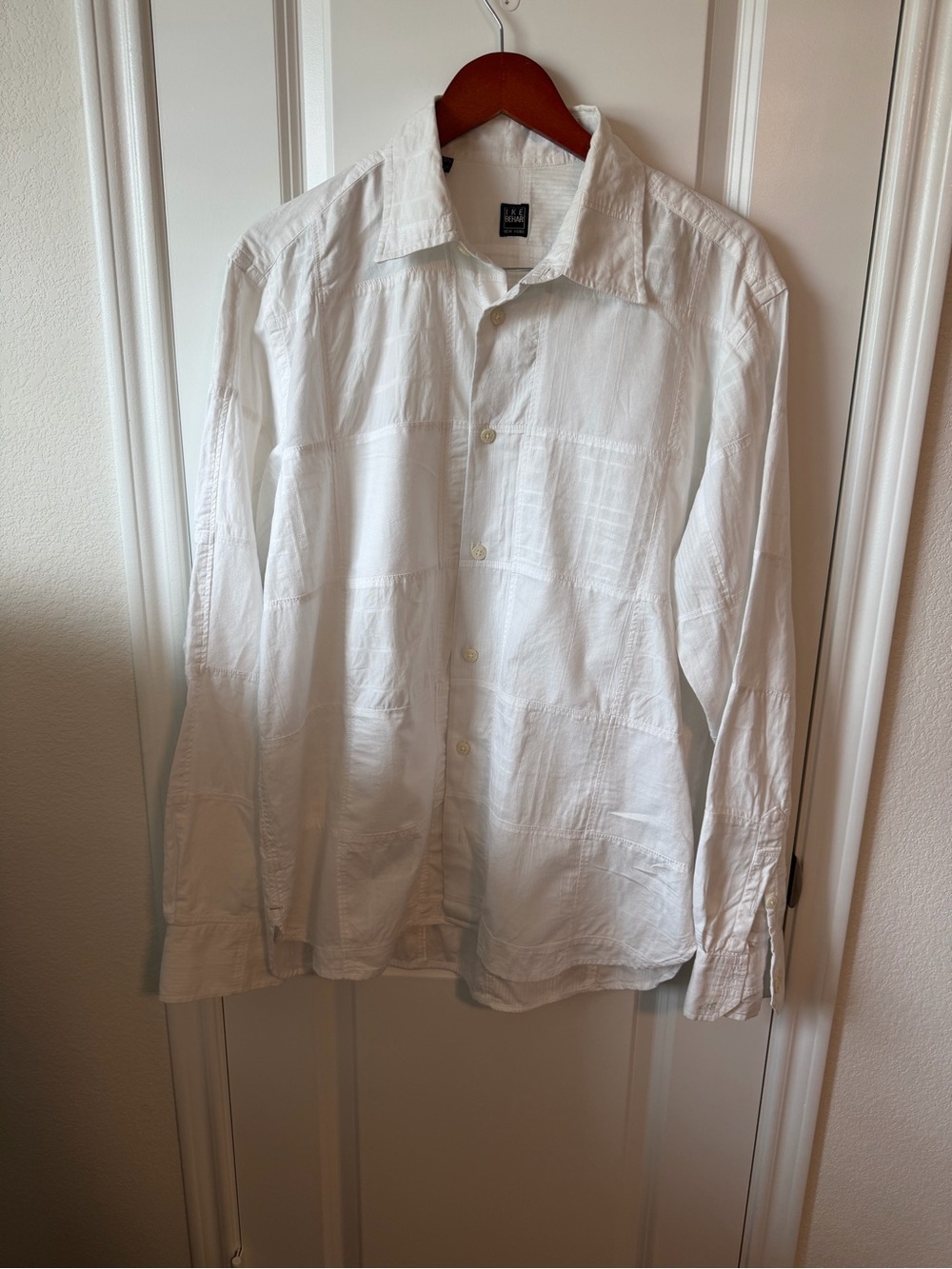 ⚡️Ike Behar White Cotton Button-Down Shirt -100% Cotton